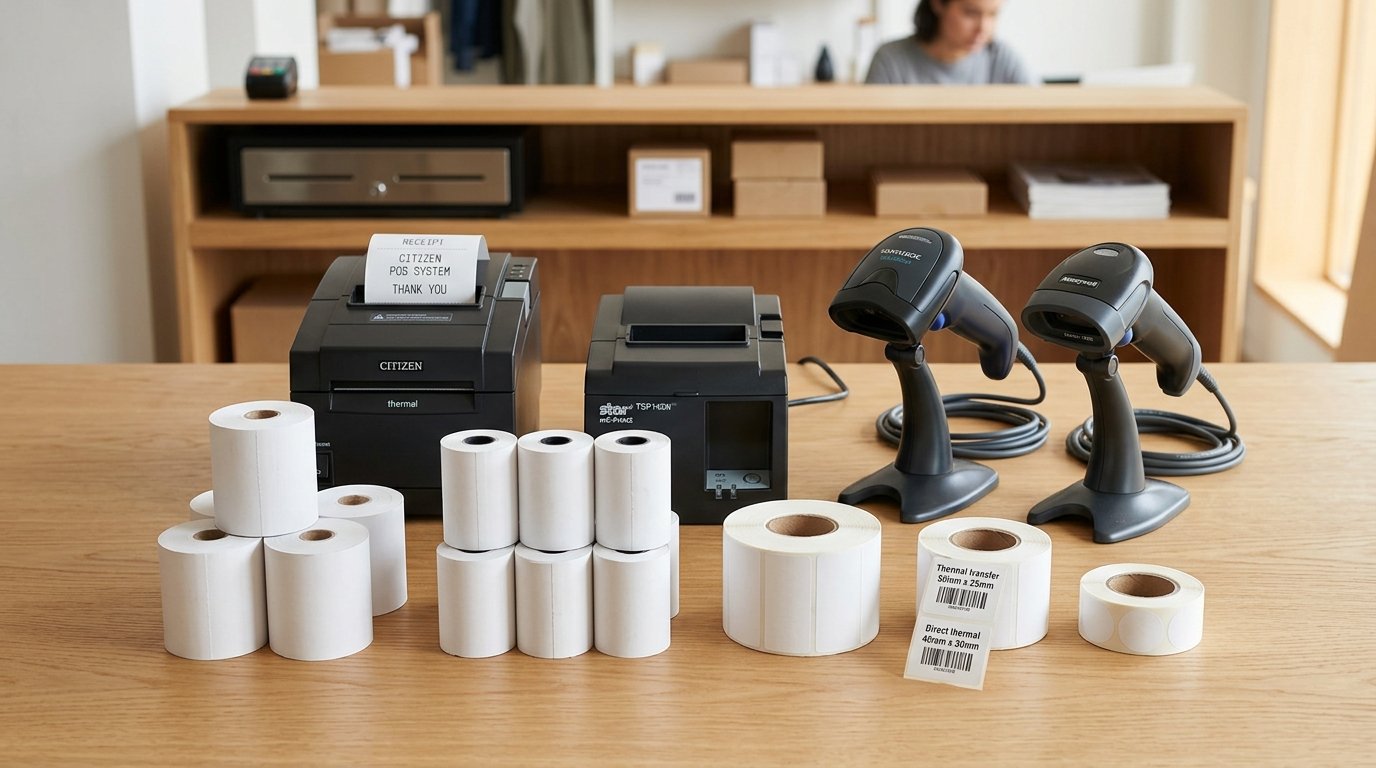 POS Thermal Printers, Scanners, Cash Rolls & Barcode Labels